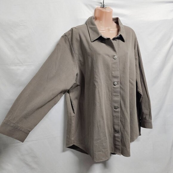Eileen Fisher Classic Collared Jacket Women Size 2X Brown - Picture 7 of 12